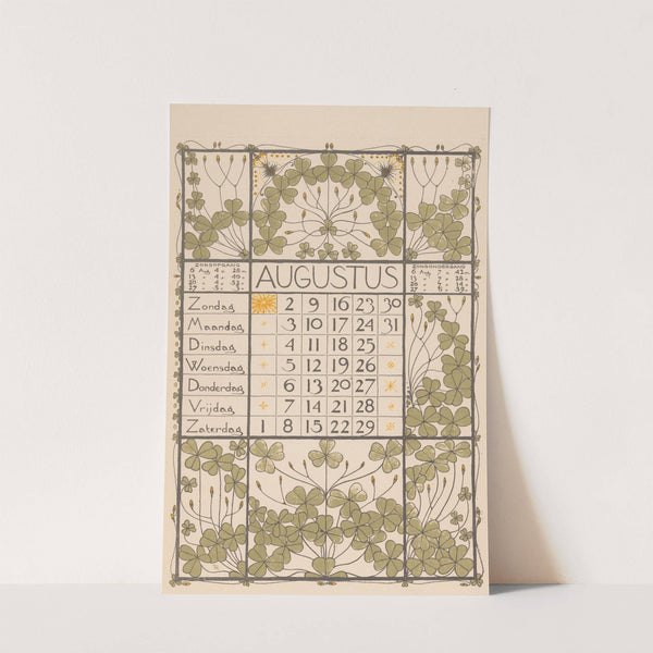 Kalenderblad voor augustus 1896 by Theo Nieuwenhuis
