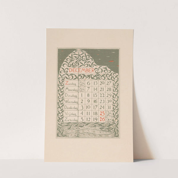 Kalenderblad voor december 1896 by Theo Nieuwenhuis