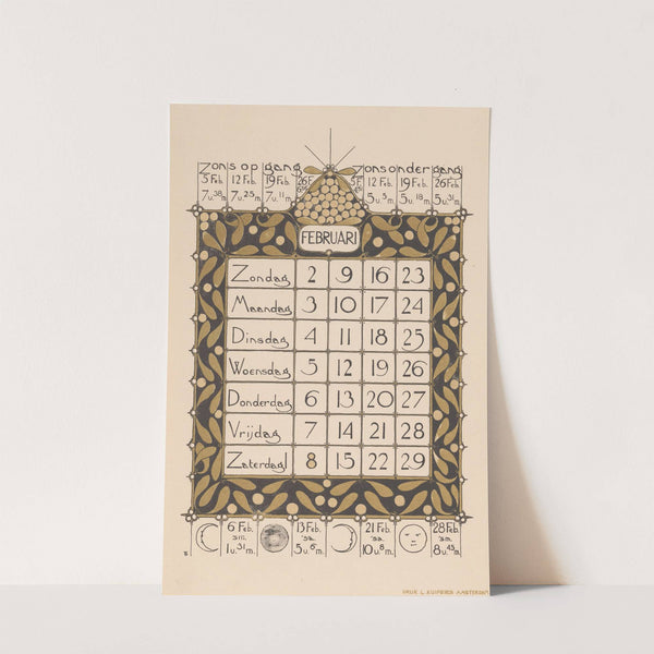 Kalenderblad voor februari 1896 by Theo Nieuwenhuis