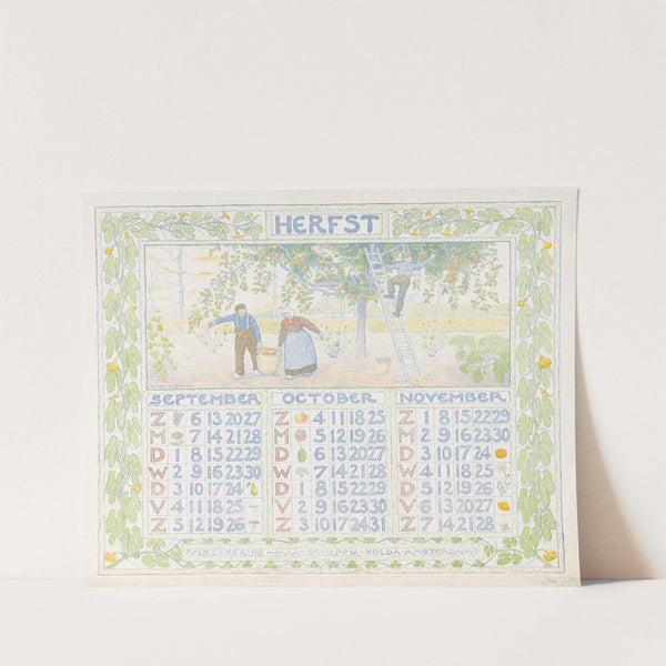 Kalenderblad voor herfst 1904 van de Verzekering-Maatschappij Holda in Amsterdam (1903) by Ferdinand Hart Nibbrig