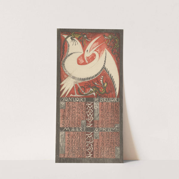 Kalenderblad voor januari tot en met april 1924 by Leo Visser