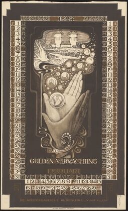Kalenderblad voor januari tot en met maart 1924