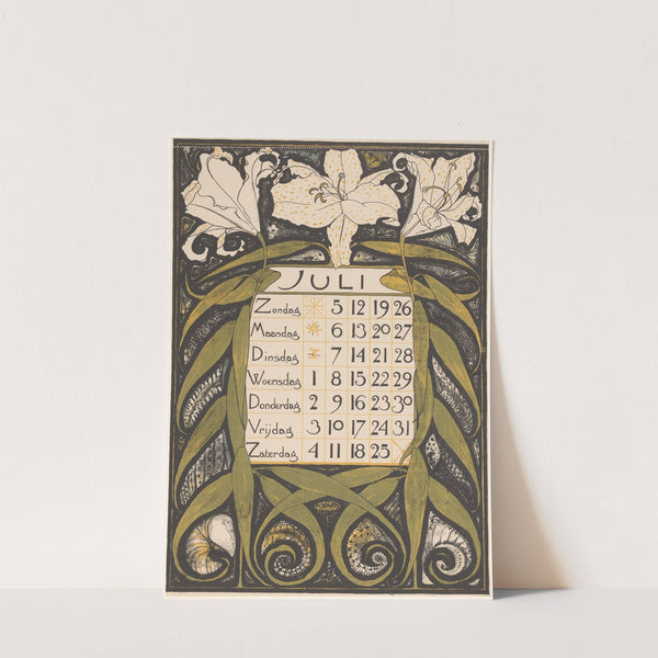 Kalenderblad voor juli 1896 by Theo Nieuwenhuis