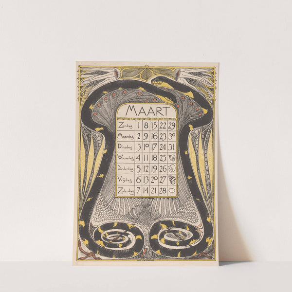 Kalenderblad voor maart 1896 by Theo Nieuwenhuis