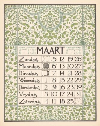 Kalenderblad voor maart 1899