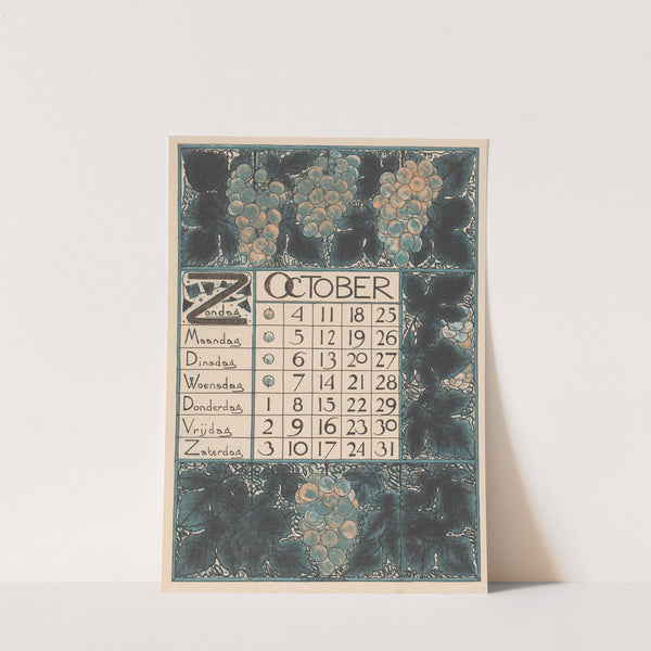 Kalenderblad voor oktober 1896 (1895) by Theo Nieuwenhuis