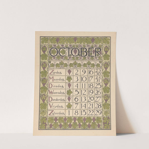 Kalenderblad voor oktober 1898 by Theo Nieuwenhuis