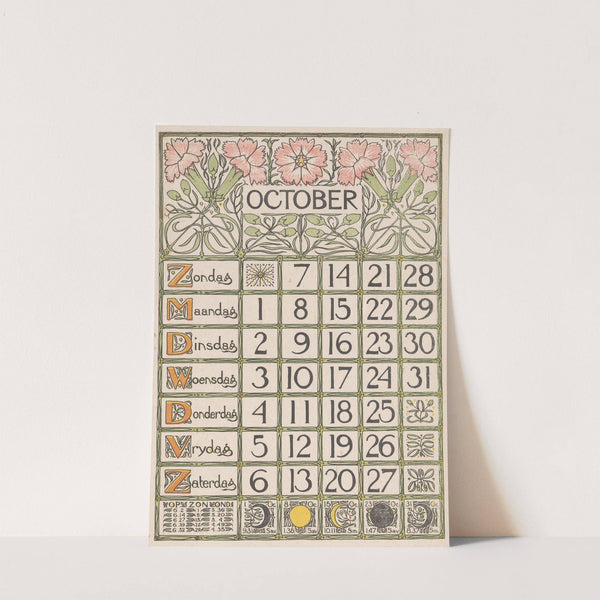 Kalenderblad voor oktober 1900 by Theo Nieuwenhuis