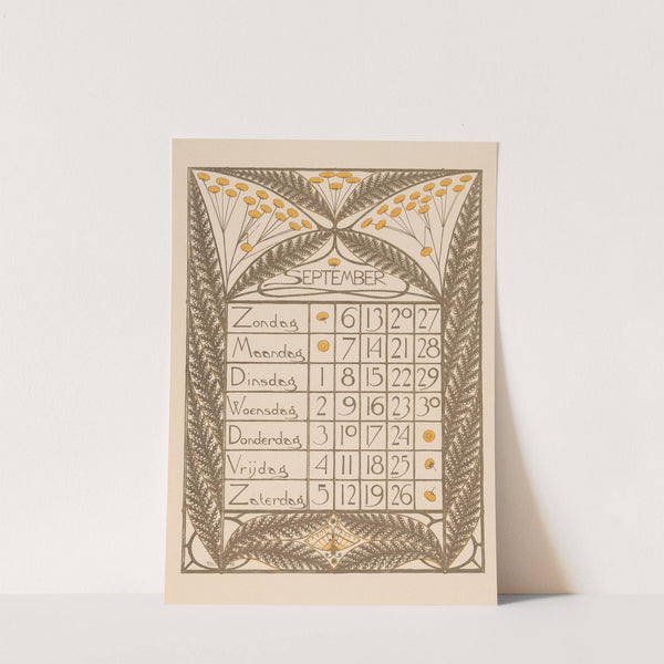 Kalenderblad voor september 1896 by Theo Nieuwenhuis