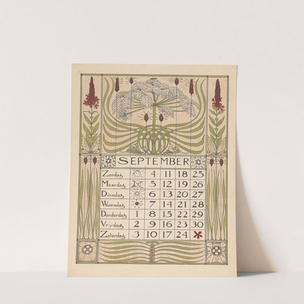 Kalenderblad voor september 1898 by Theo Nieuwenhuis