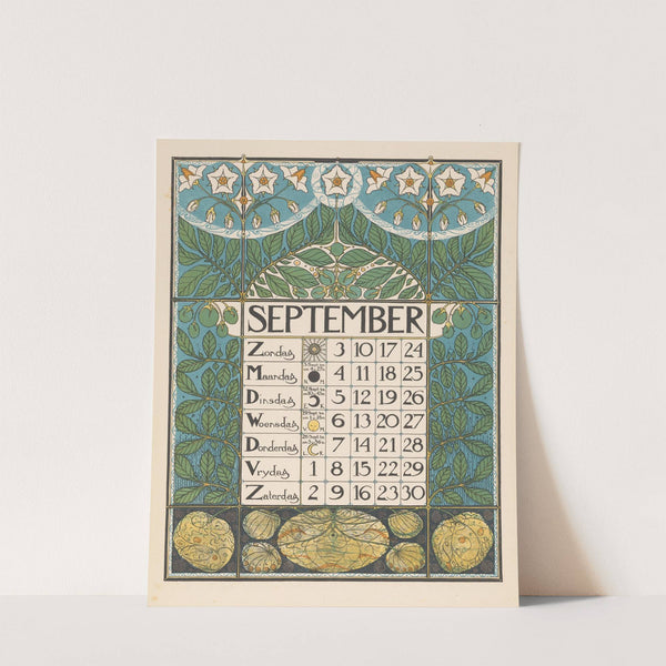 Kalenderblad voor september 1899 by Theo Nieuwenhuis