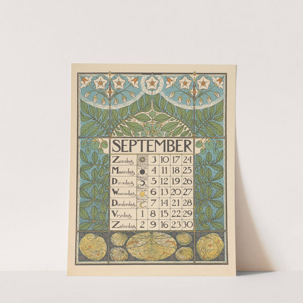 Kalenderblad voor september 1899 by Theo Nieuwenhuis