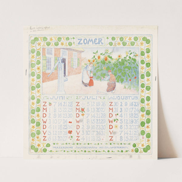 Kalenderblad voor zomer 1904 van de Verzekering-Maatschappij Holda in Amsterdam (1903) by Ferdinand Hart Nibbrig