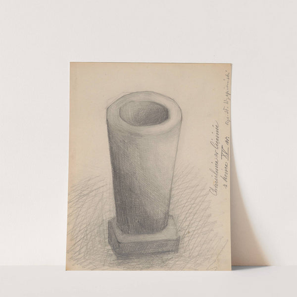 Kamienna chrzcielnica przy kościele w Cięcinie. Karta ze szkicownika by Stanisław Wyspiański