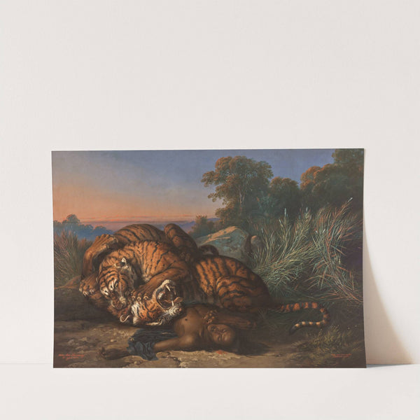 Kämpfende Tiger by Raden Saleh