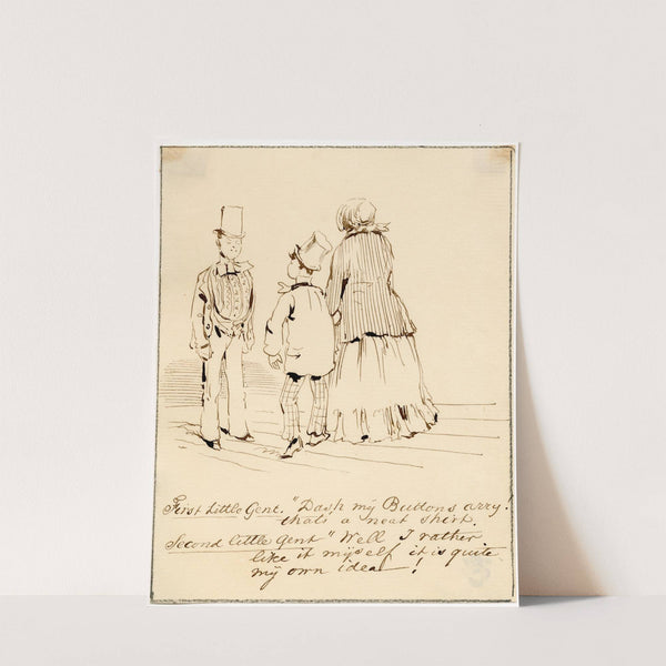 Karik., twee over kleding converserende heren by Pieter van Loon