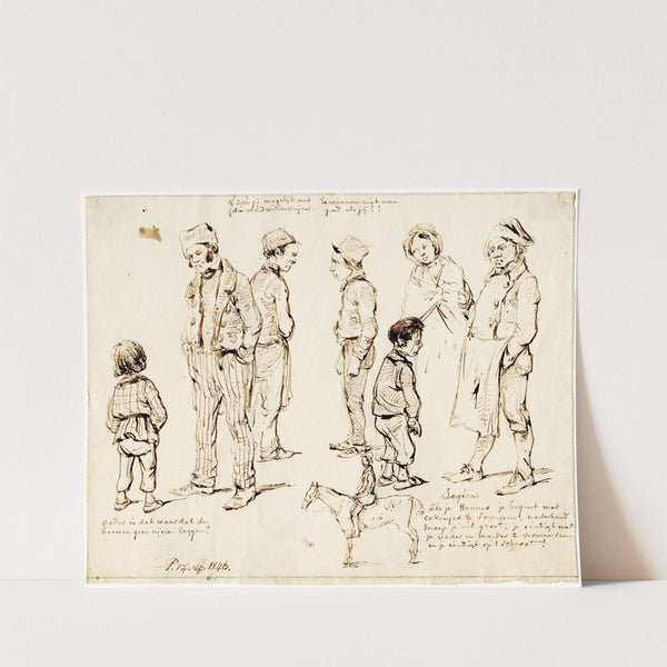 Karik., vragend en snoepend kind, twee vrijers by Pieter van Loon