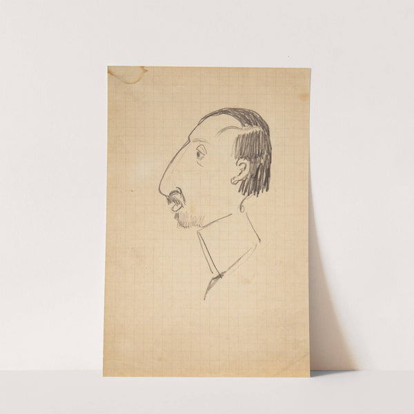 Karikatur af Karl Isakson, profil mod venstre by Robert Storm Petersen