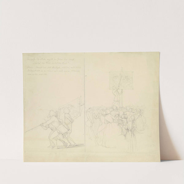 Karikatur aus Anlaß des Ankaufs von Lessings ‘[Hus vor dem Konzil in Konstanz’ durch das Städelsche Kunstinstitut by Adolf Schrödter