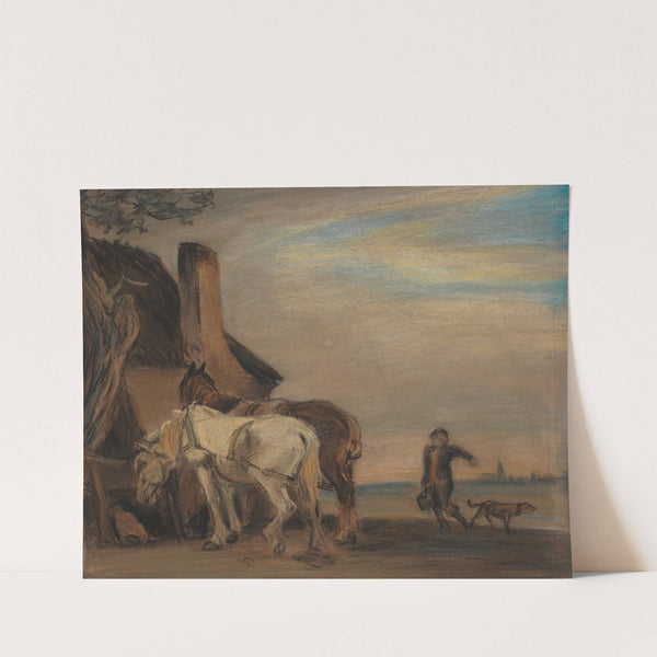 Karl, der bringer vand til to heste (kopi efter Paulus Potters maleri på Louvre) by Theodor Philipsen