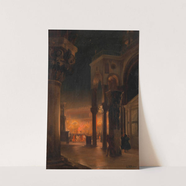 Karneval am Markusplatz in Venedig bei Nacht by Josef Hoffmann