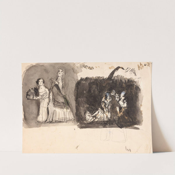 Karnevalsscene samt studie til Diogenes by Oluf Hartmann