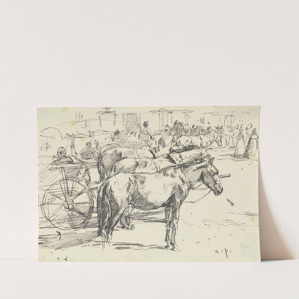 Karrengäule auf einem Marktplatz im ungarischen Szolnok by August von Pettenkofen