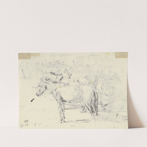 Karrengäule auf einem Marktplatz im ungarischen Szolnok (Durchschlag des Recto) by August von Pettenkofen