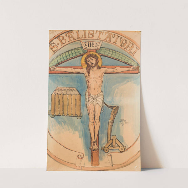 Karton do polichromii Kościoła Mariackiego - Godło łuczników by Jan Matejko