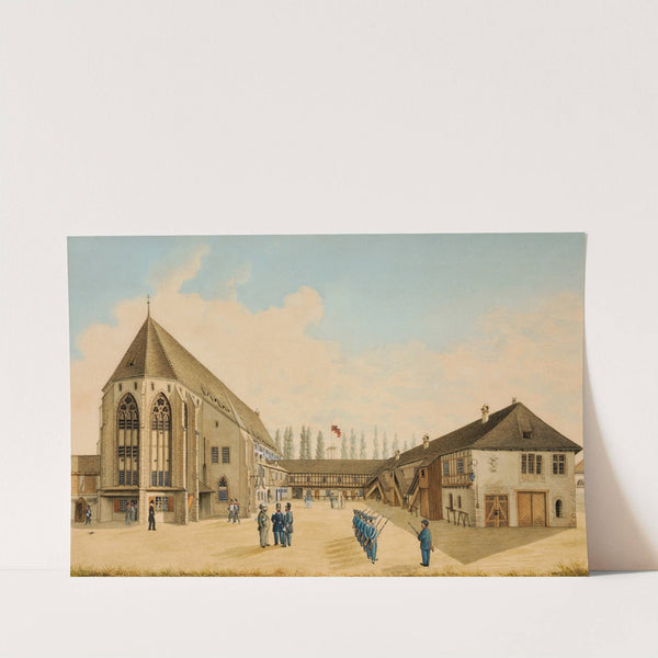 Kasernenhof im ehemaligen Kloster Klingental in Basel by Johann Jakob Schneider