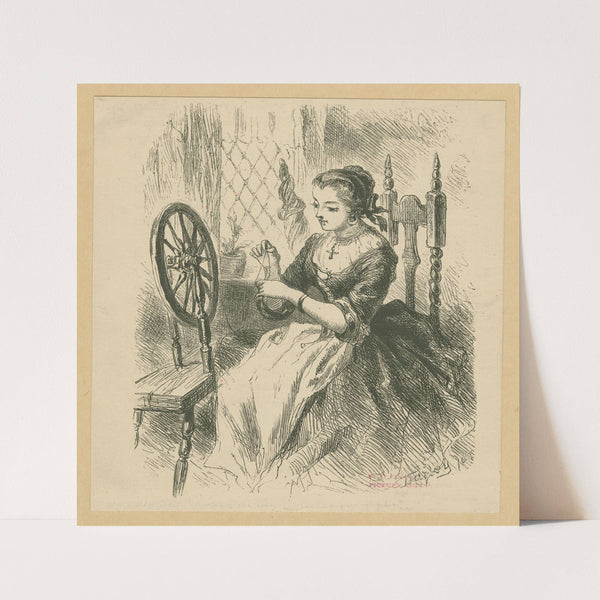 Katrina at the spinning wheel (1864) by Felix Octavius Carr Darley