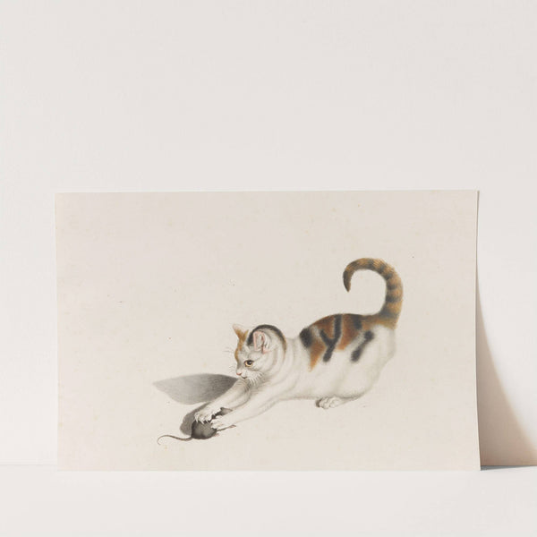 Katze, eine Maus ergreifend by Gottfried Mind