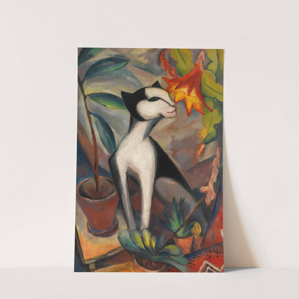 Katze mit Kakteenblüte I by Dorothea Maetzel-Johannsen