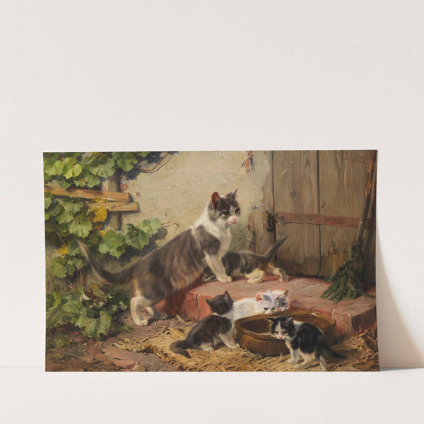 Katzenfamilie am Milchnapf (Ca. 1890) by Julius Adam the younger