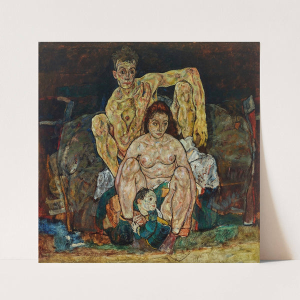 Kauerndes Menschenpaar (Die Familie) (1918) by Egon Schiele