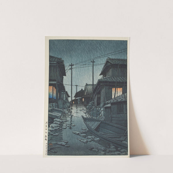Kawarago no yau (Night rain at Kawarago) (1947) by Kawase Hasui