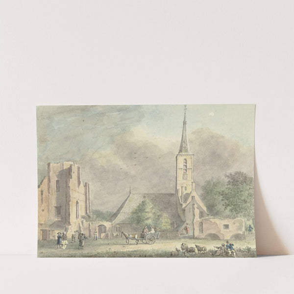 Kerk en ruïne van de abdij te Rijnsburg by Hermanus Petrus Schouten