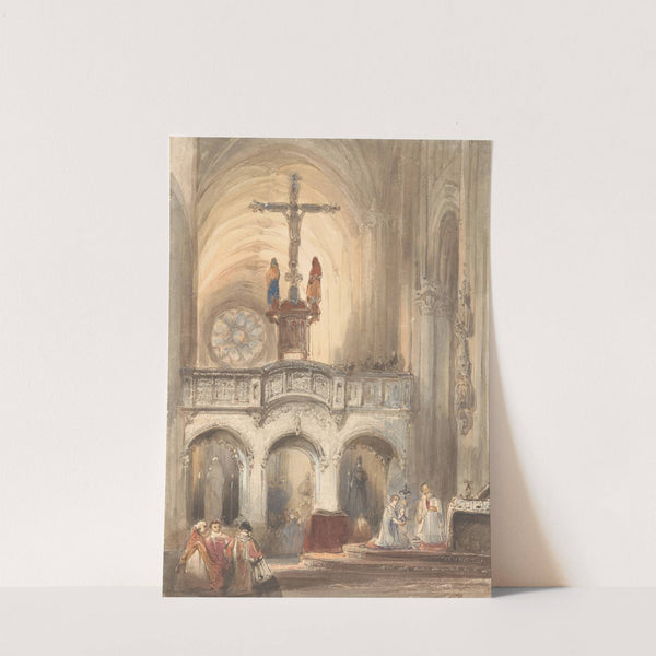 Kerkinterieur met mis by Johannes Bosboom