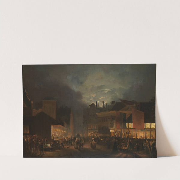 Kermis op de Botermarkt bij avond by Hendrik Gerrit ten Cate