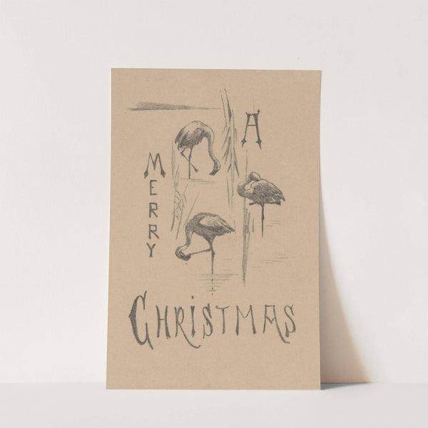 Kerstkaart met drie flamingo’s (1878 - 1917) by Theo van Hoytema