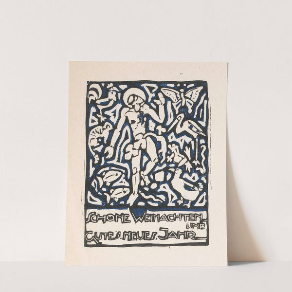 Kerstkaart met menselijke figuur en dieren by Reijer Stolk