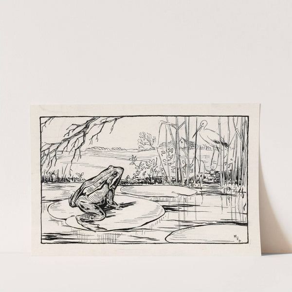 Kikker op een waterlelie in een plas by Miep de Feijter