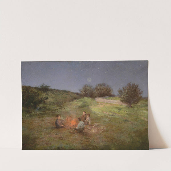 Kinder am Lagerfeuer by Raimund Ritter von Wichera