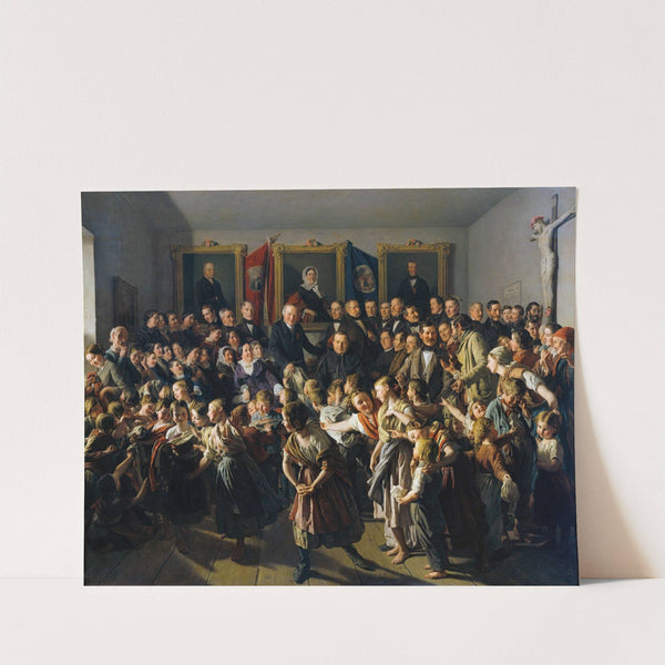 Kinder armer Eltern werden von der Gemeinde Spittelberg am Michaelitage mit Winterkleidern beteilt (1857) by Ferdinand Georg Waldmüller