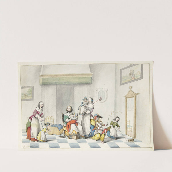 Kinderkamer met drie vrouwen en kinderen by Gesina ter Borch