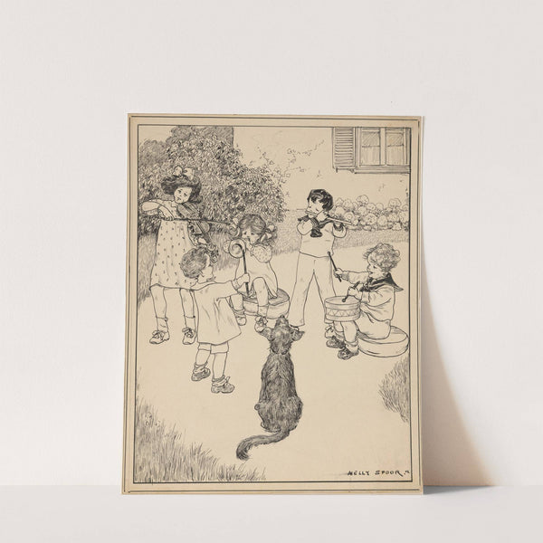 Kinderorkest in een tuin by Nelly Spoor