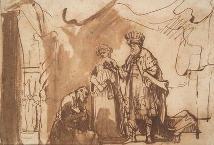 King Ahasuerus and Queen Esther Acknowledging Mordecai’s Role in Saving the Jews
