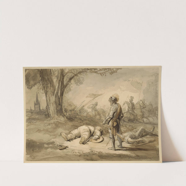 King Henry IV, pt. 1, V, 4, Falstaff feigning death (1847) by Clarkson Stanfield