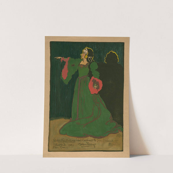 King Henry VIII, Queen Katherine; ‘Lord Cardinal to you I speak,’, Ellen Terry as the Queen (1902) by Pamela Colman Smith