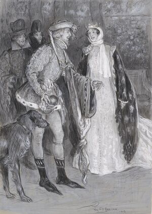 King Richard II, Mr. Tree as Richard and Lily Brayton as the queen, the opening scene at his Majesty’s Theatre (1903)